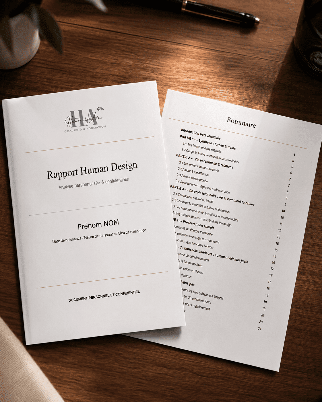 Aperçu du rapport Human Design — Horizon et Action